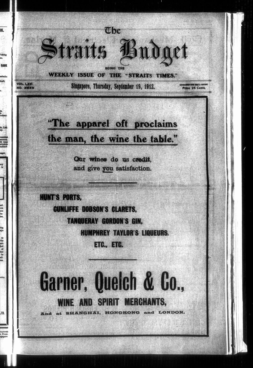 Miniature of Straits Budget 19 September 1912