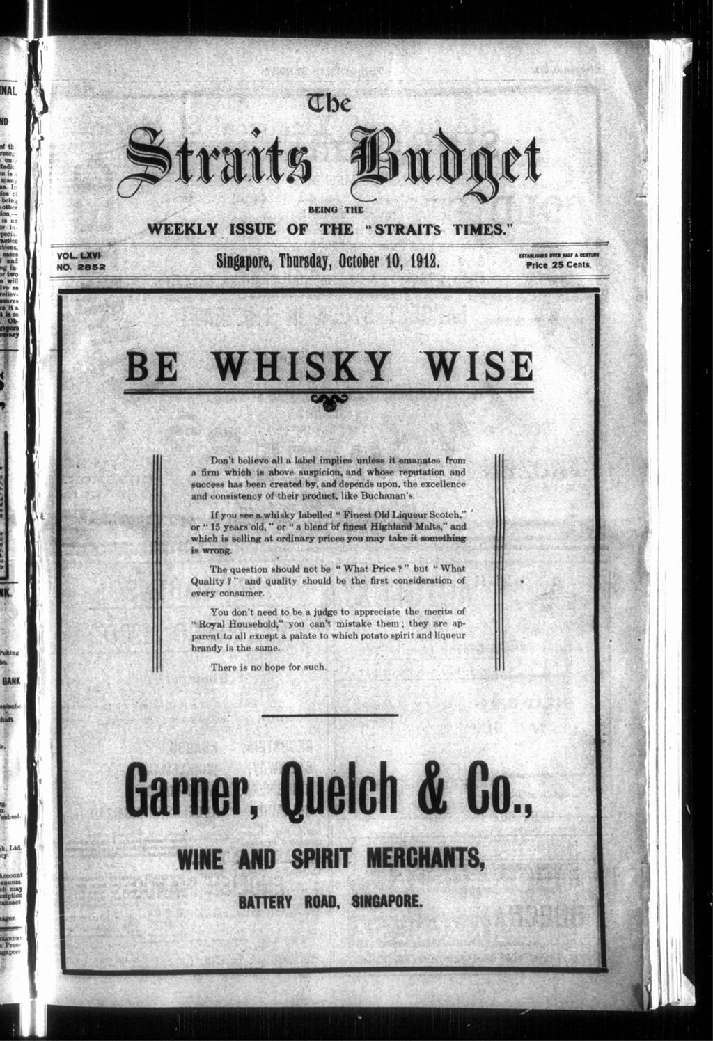 Miniature of Straits Budget 10 October 1912