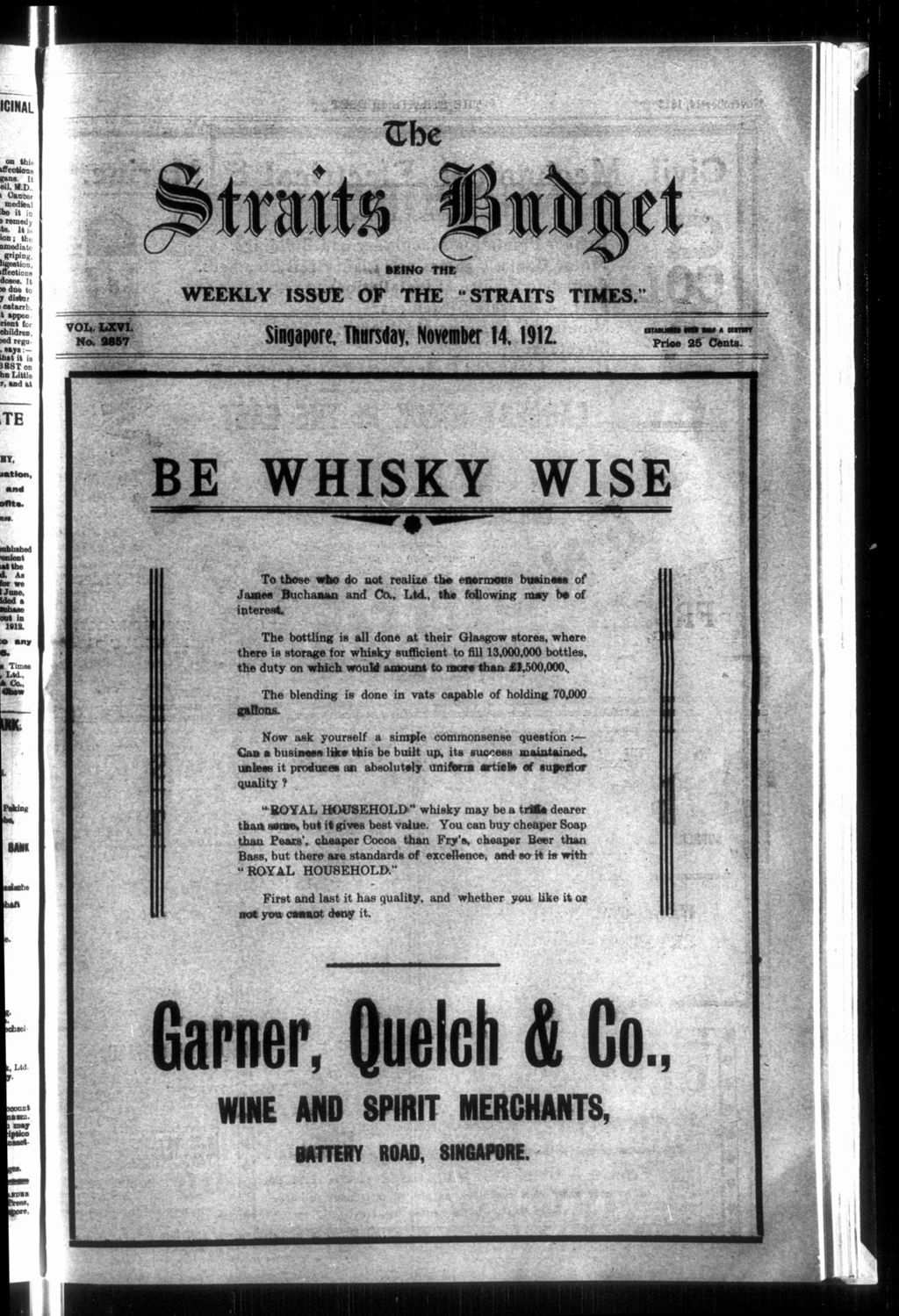 Miniature of Straits Budget 14 November 1912