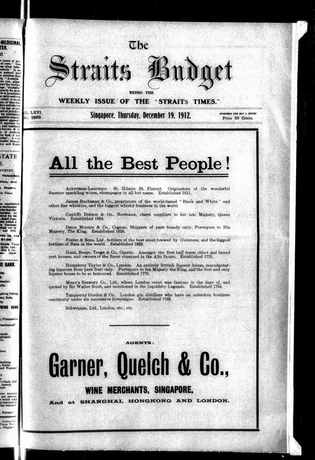 Miniature of Straits Budget 19 December 1912