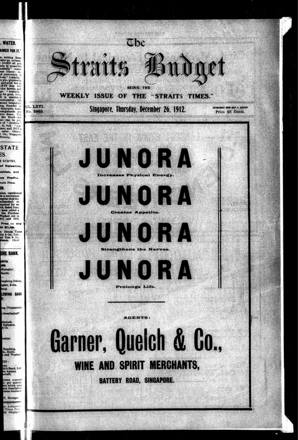 Miniature of Straits Budget 26 December 1912