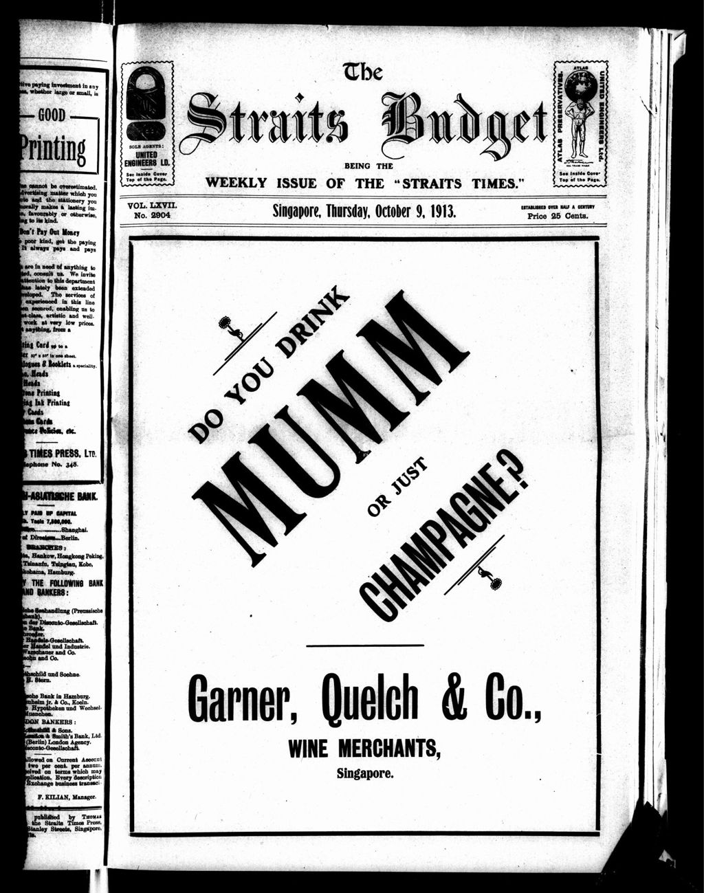 Miniature of Straits Budget 09 October 1913