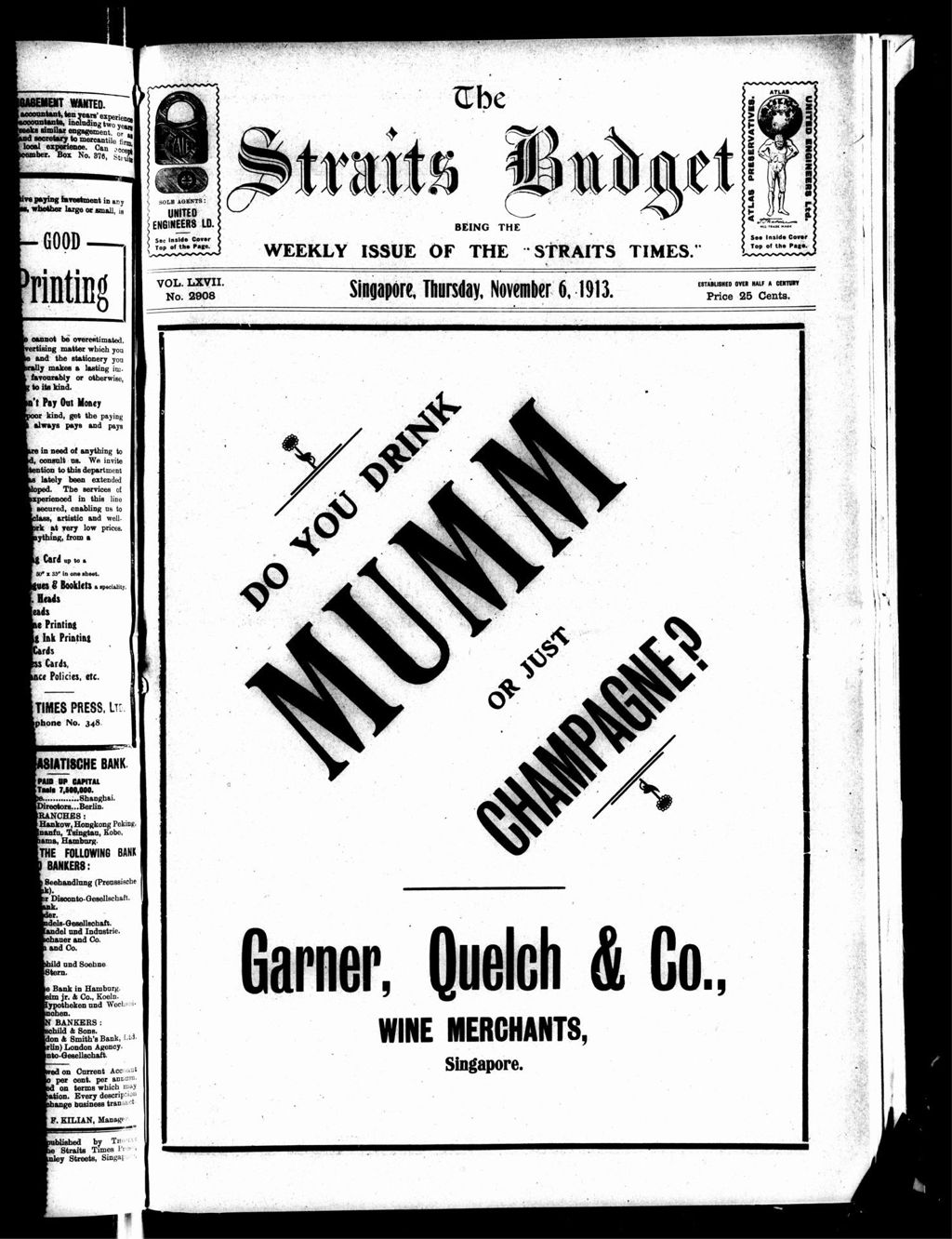 Miniature of Straits Budget 06 November 1913