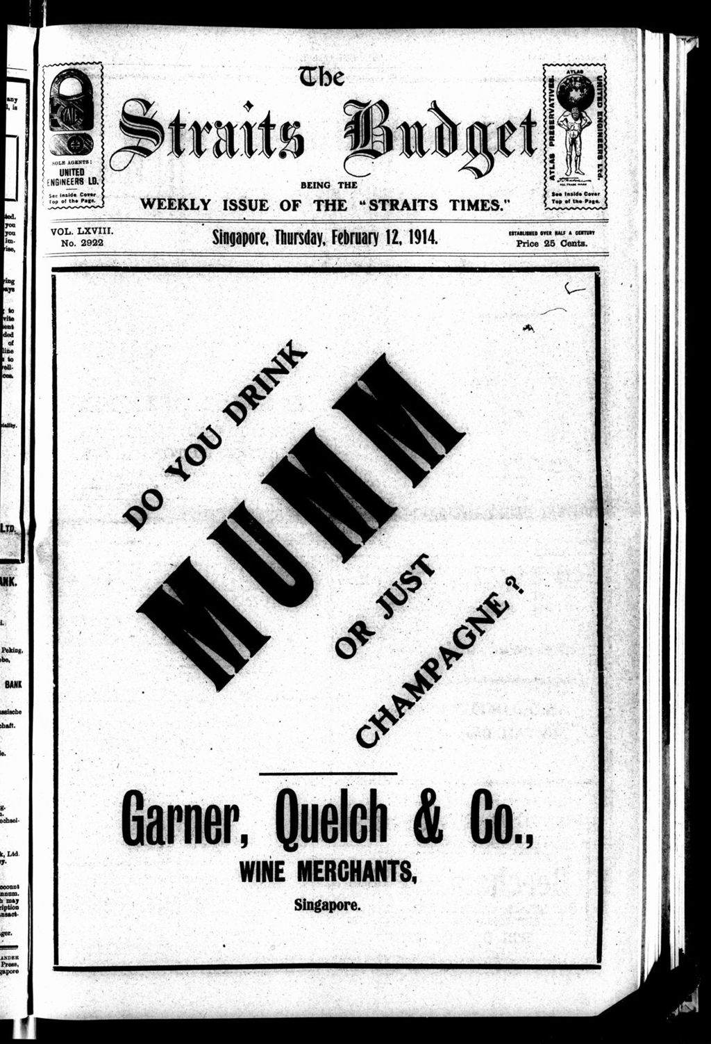 Miniature of Straits Budget 12 February 1914