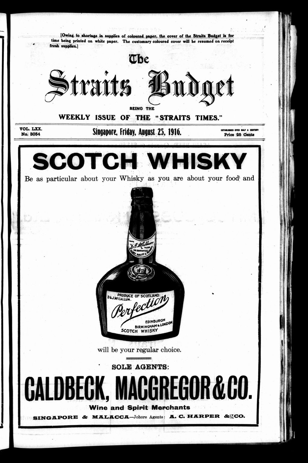 Miniature of Straits Budget 25 August 1916