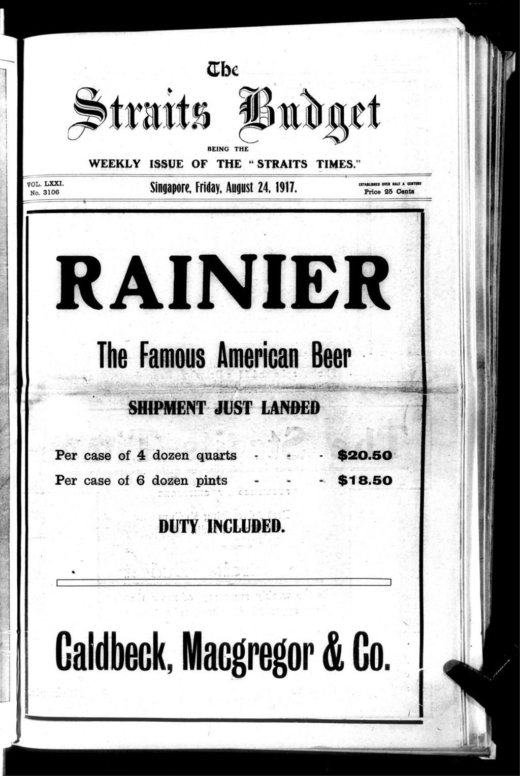 Miniature of Straits Budget 24 August 1917