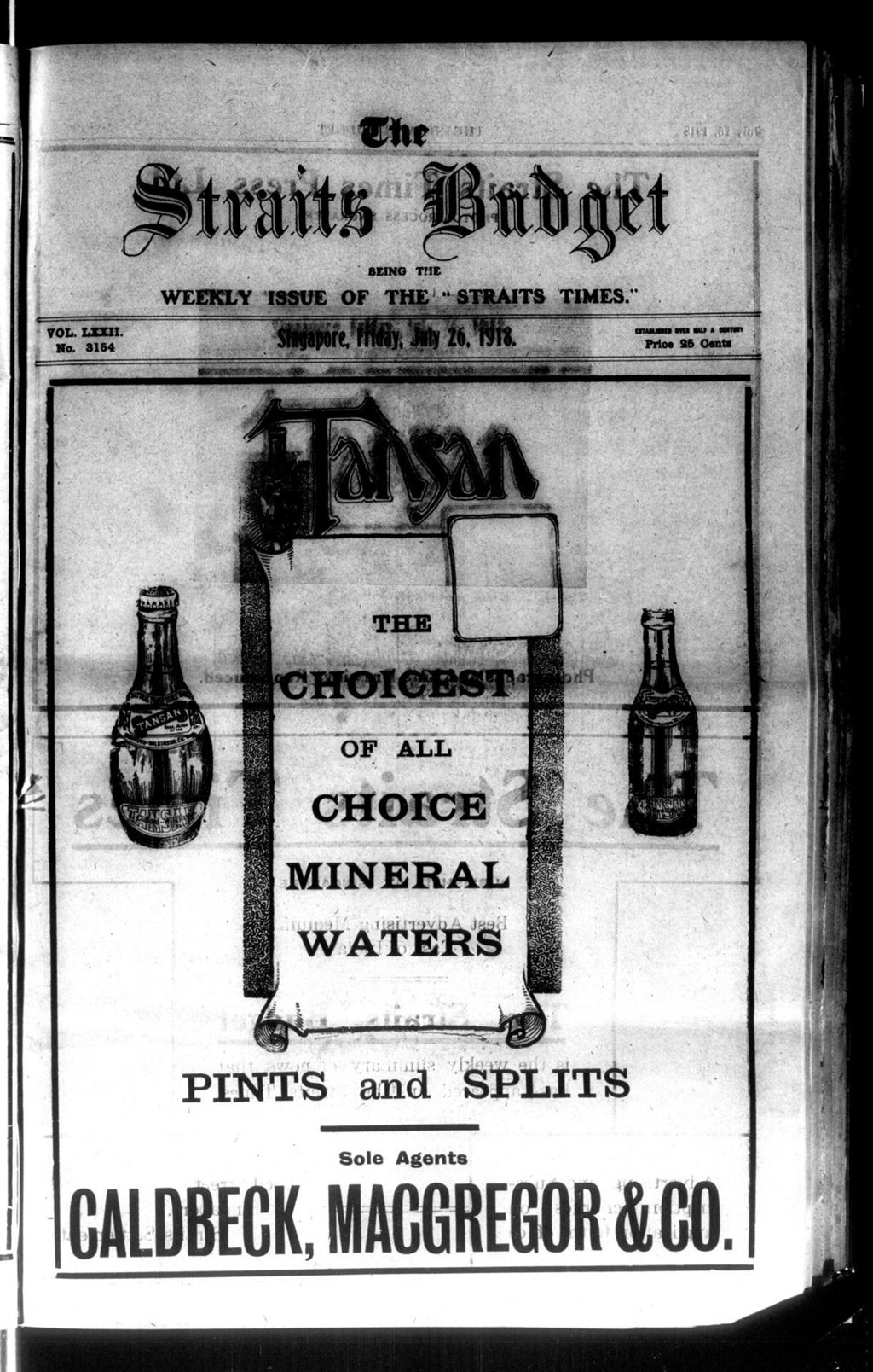 Miniature of Straits Budget 26 July 1918