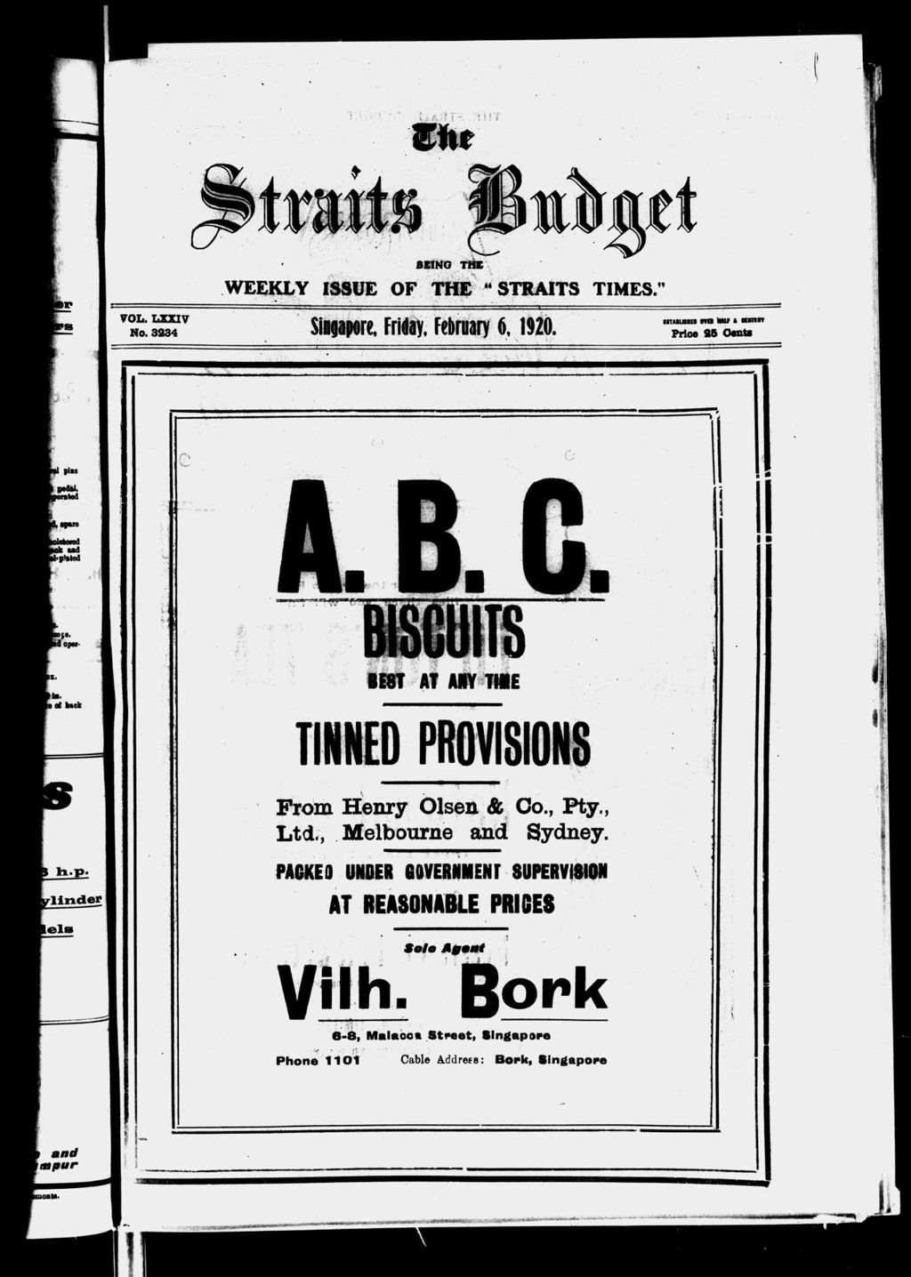 Miniature of Straits Budget 06 February 1920