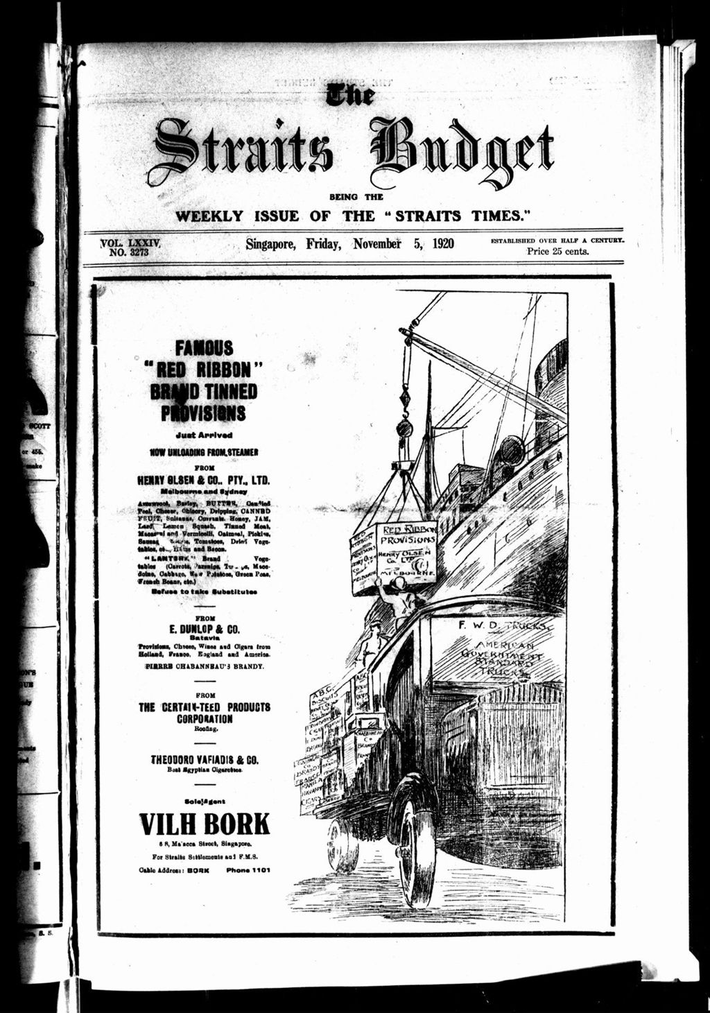 Miniature of Straits Budget 05 November 1920