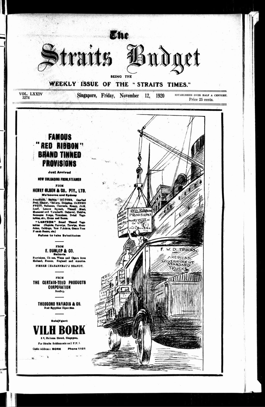 Miniature of Straits Budget 12 November 1920