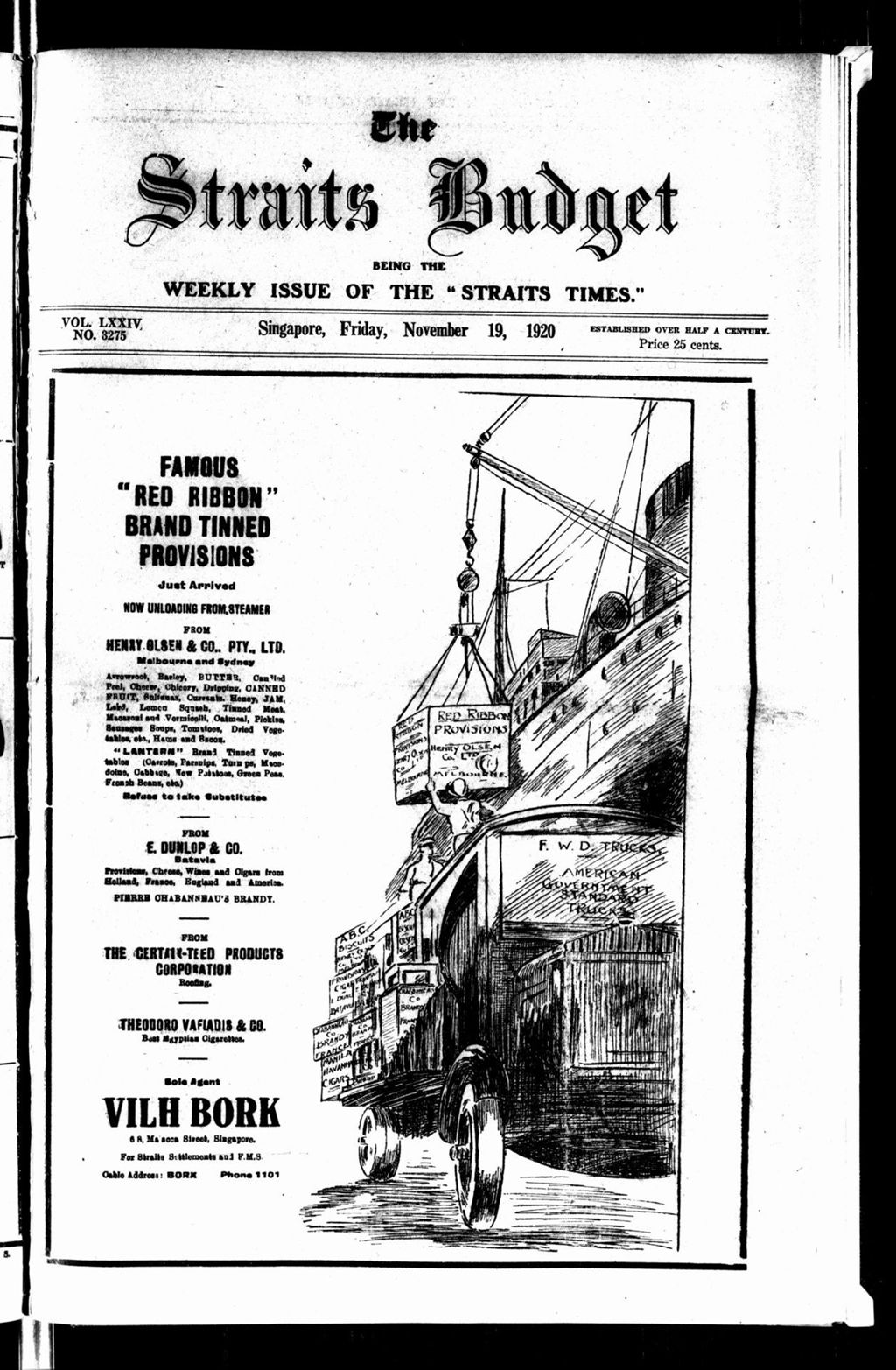 Miniature of Straits Budget 19 November 1920