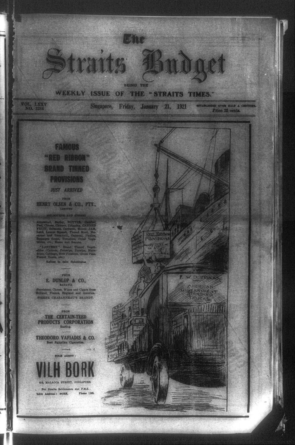 Miniature of Straits Budget 21 January 1921