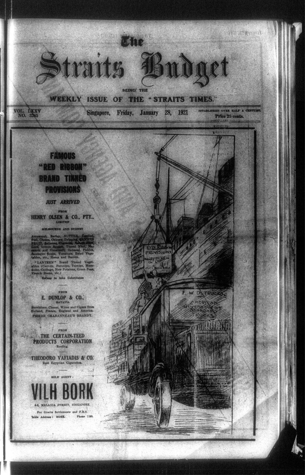 Miniature of Straits Budget 28 January 1921