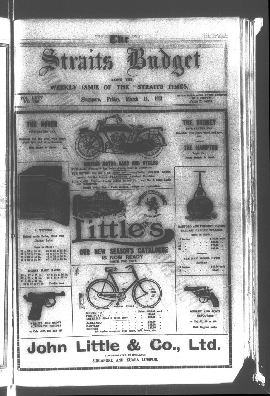 Miniature of Straits Budget 11 March 1921