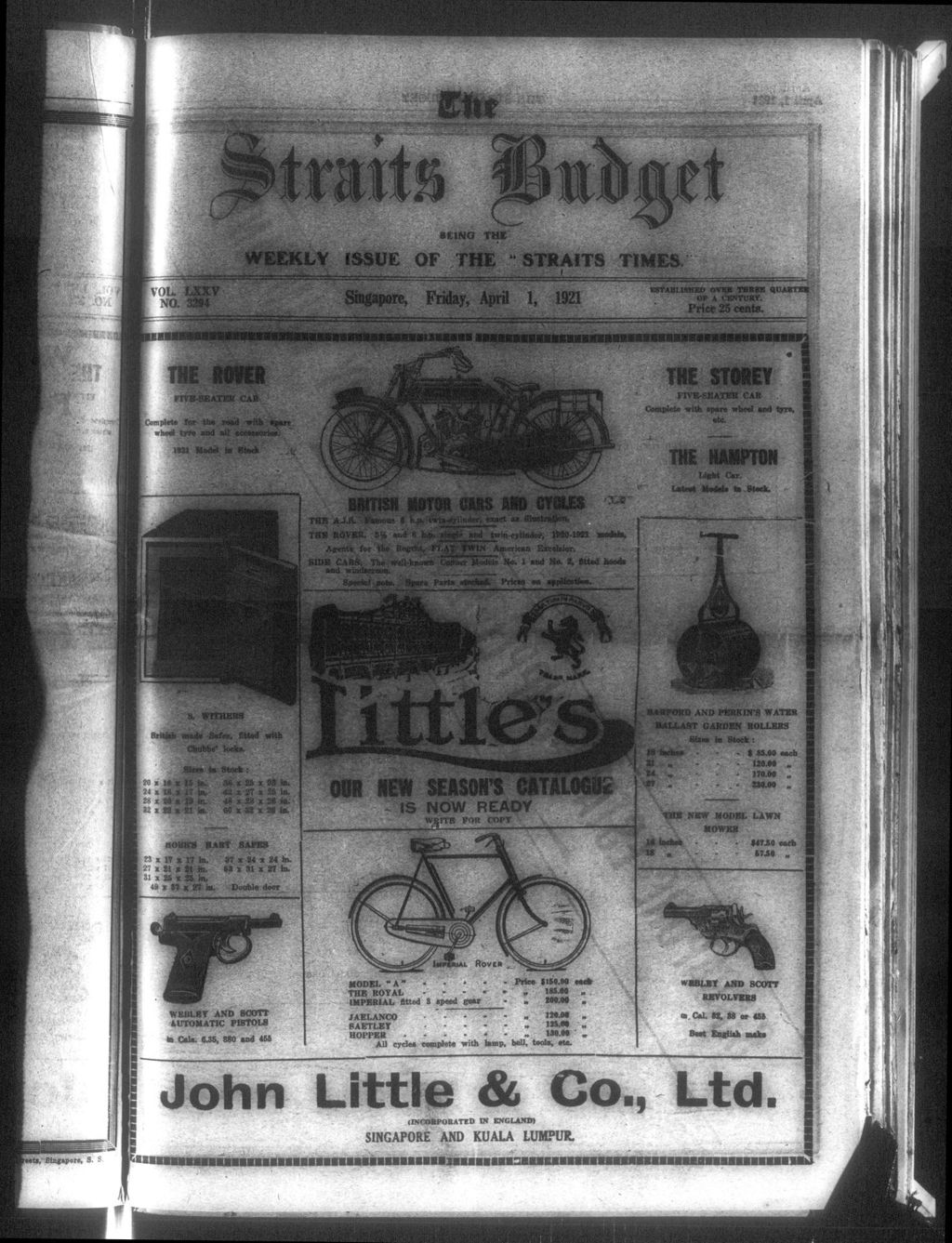 Miniature of Straits Budget 01 April 1921