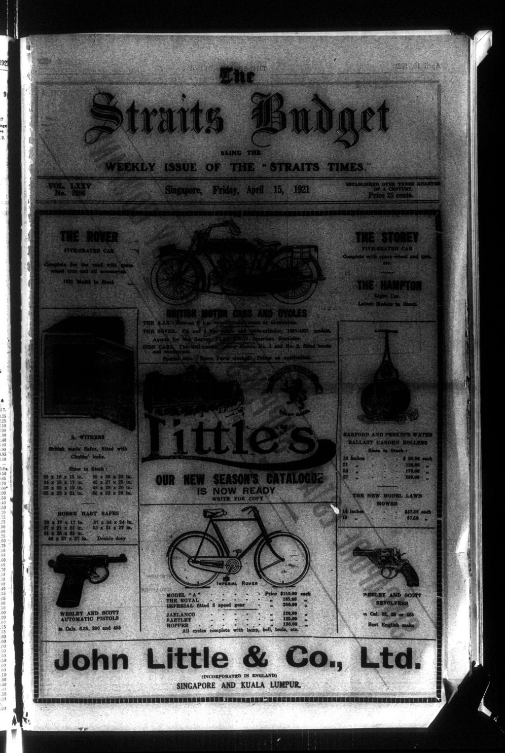 Miniature of Straits Budget 15 April 1921