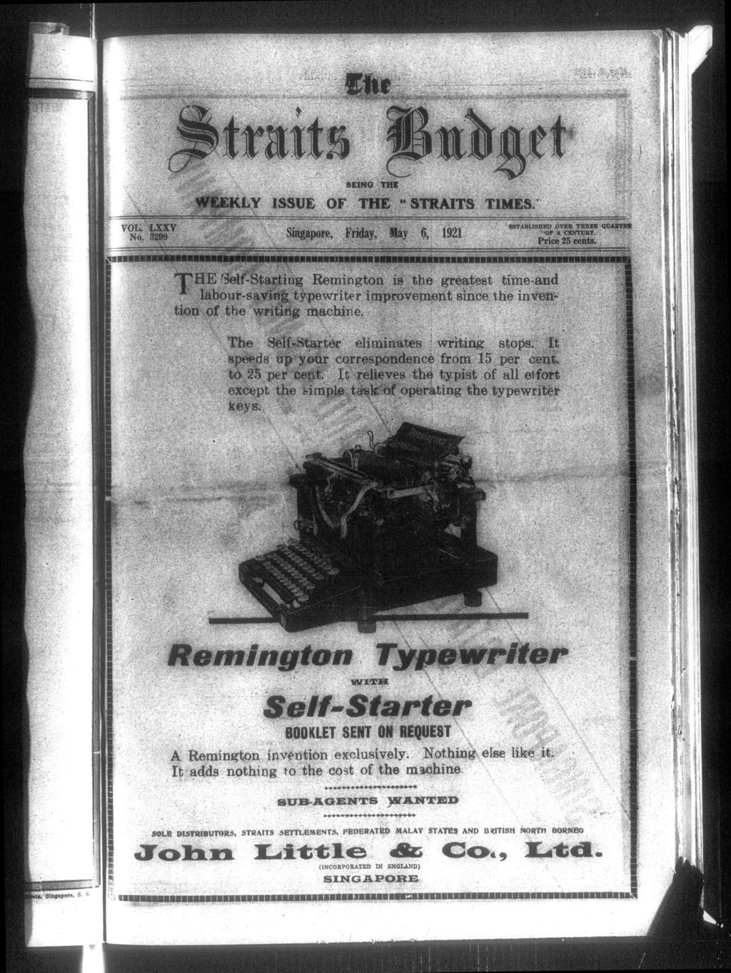 Miniature of Straits Budget 06 May 1921