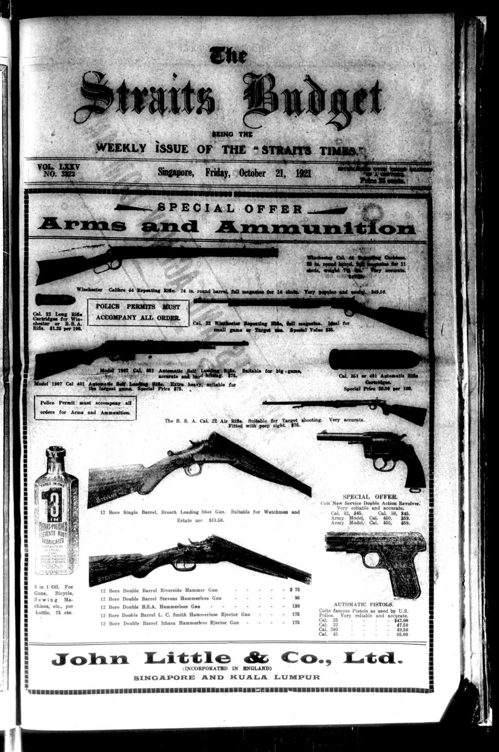 Miniature of Straits Budget 21 October 1921