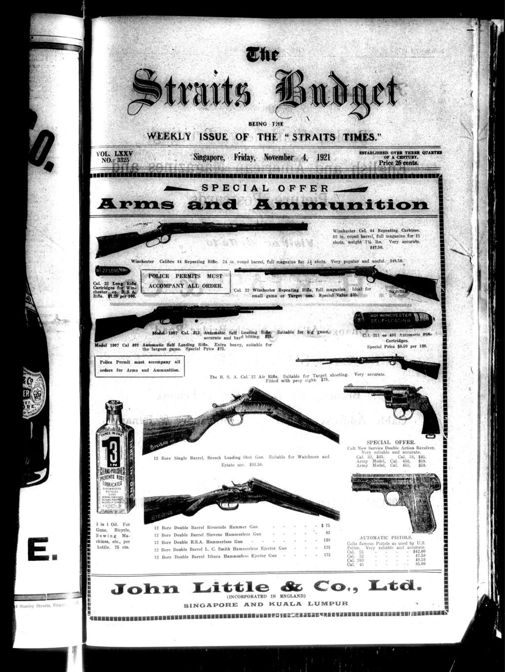 Miniature of Straits Budget 04 November 1921