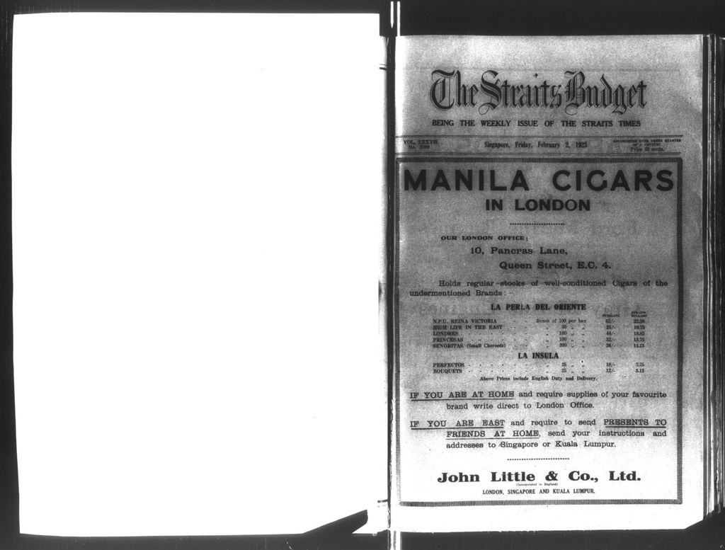 Miniature of Straits Budget 02 February 1923