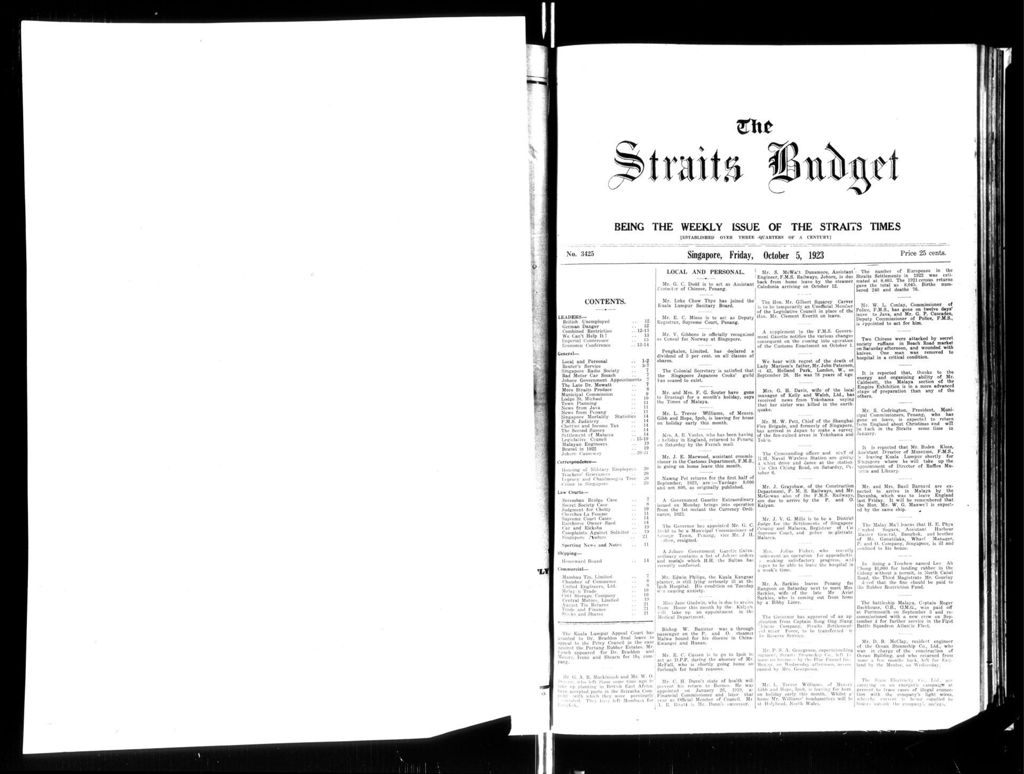 Miniature of Straits Budget 05 October 1923