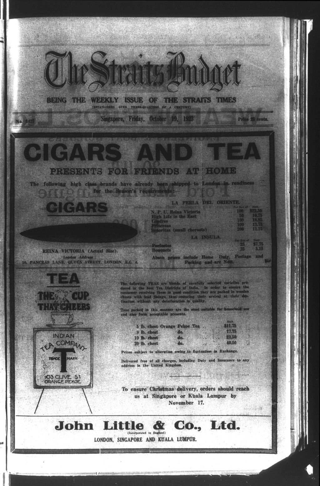 Miniature of Straits Budget 19 October 1923