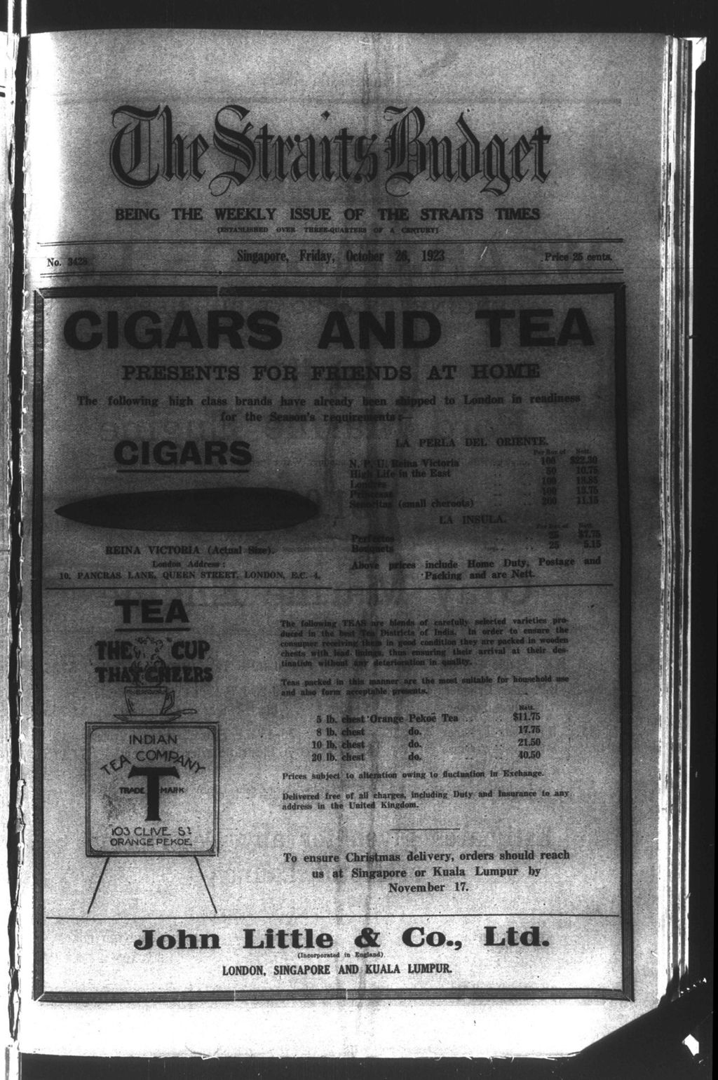 Miniature of Straits Budget 26 October 1923