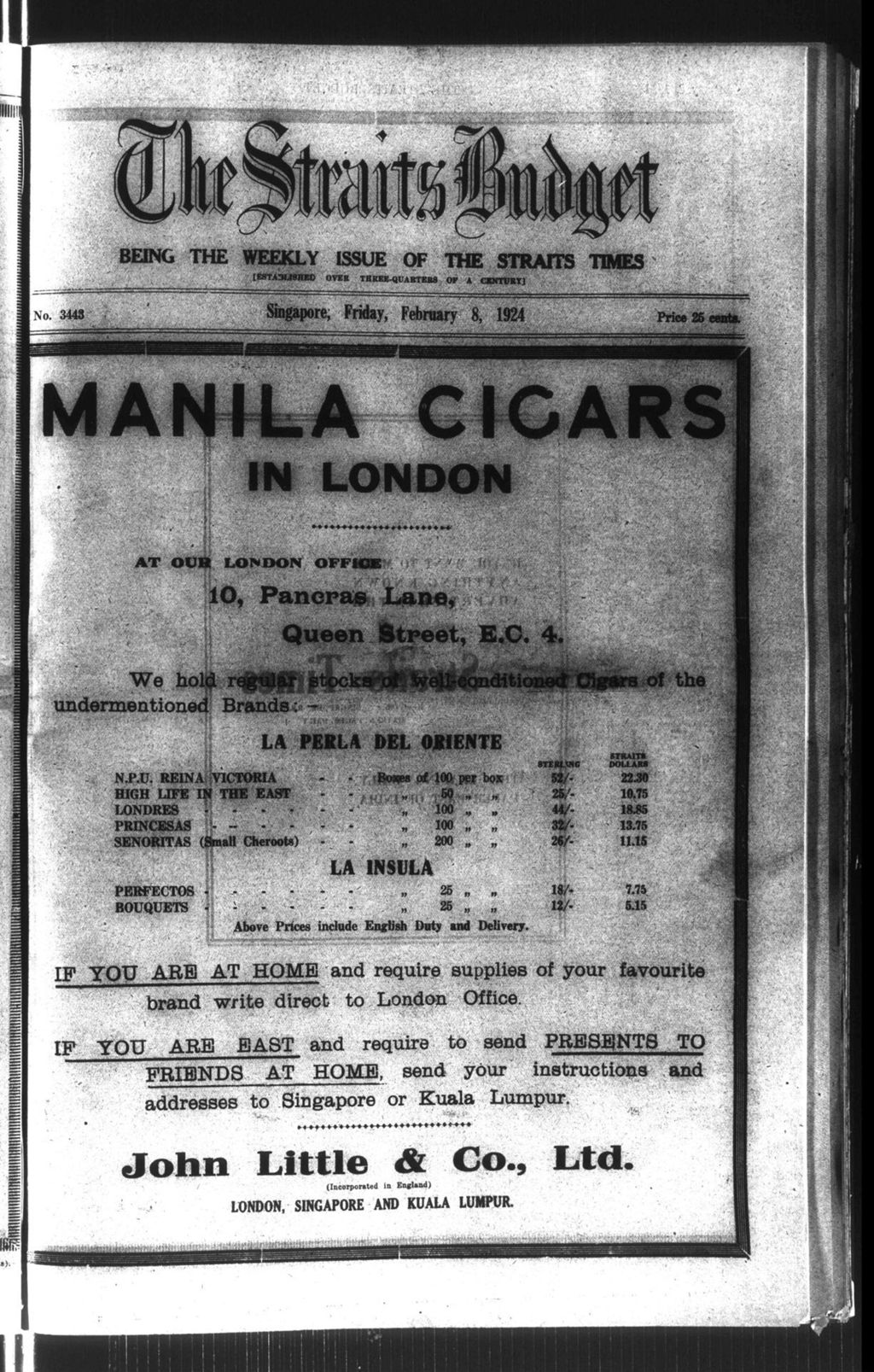 Miniature of Straits Budget 08 February 1924