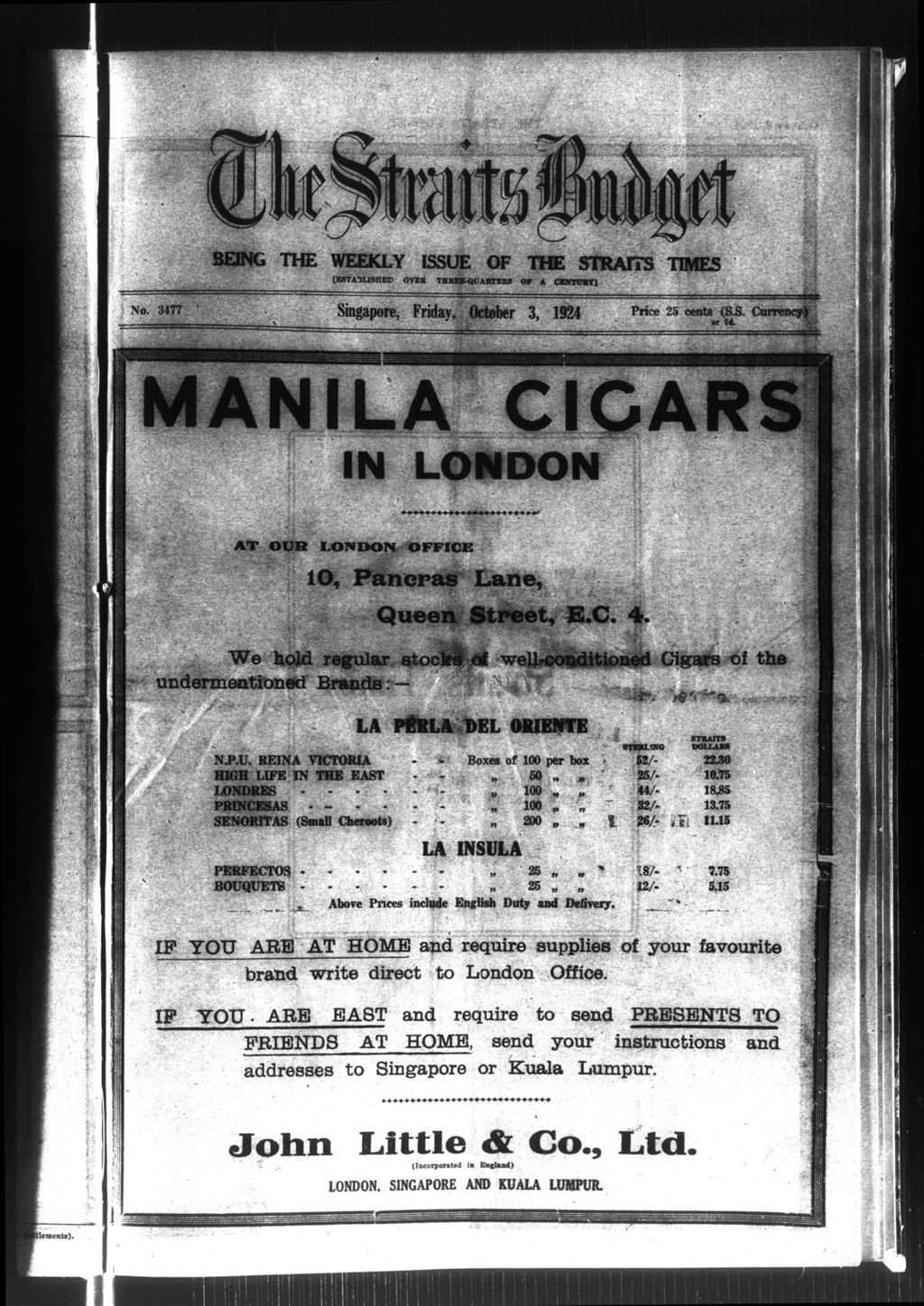 Miniature of Straits Budget 03 October 1924