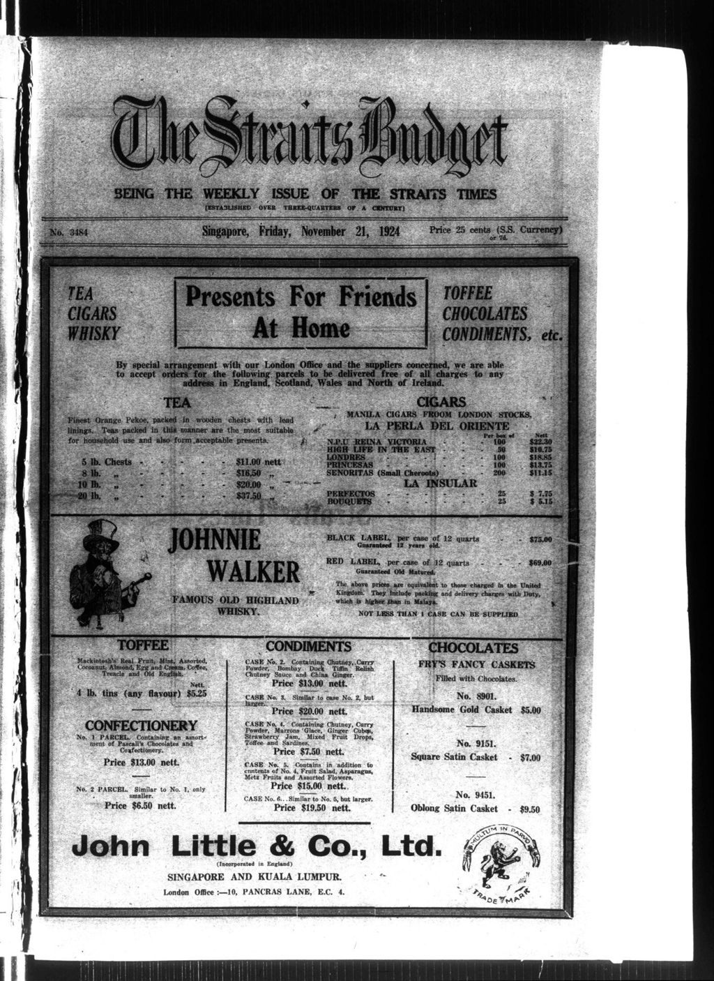 Miniature of Straits Budget 21 November 1924