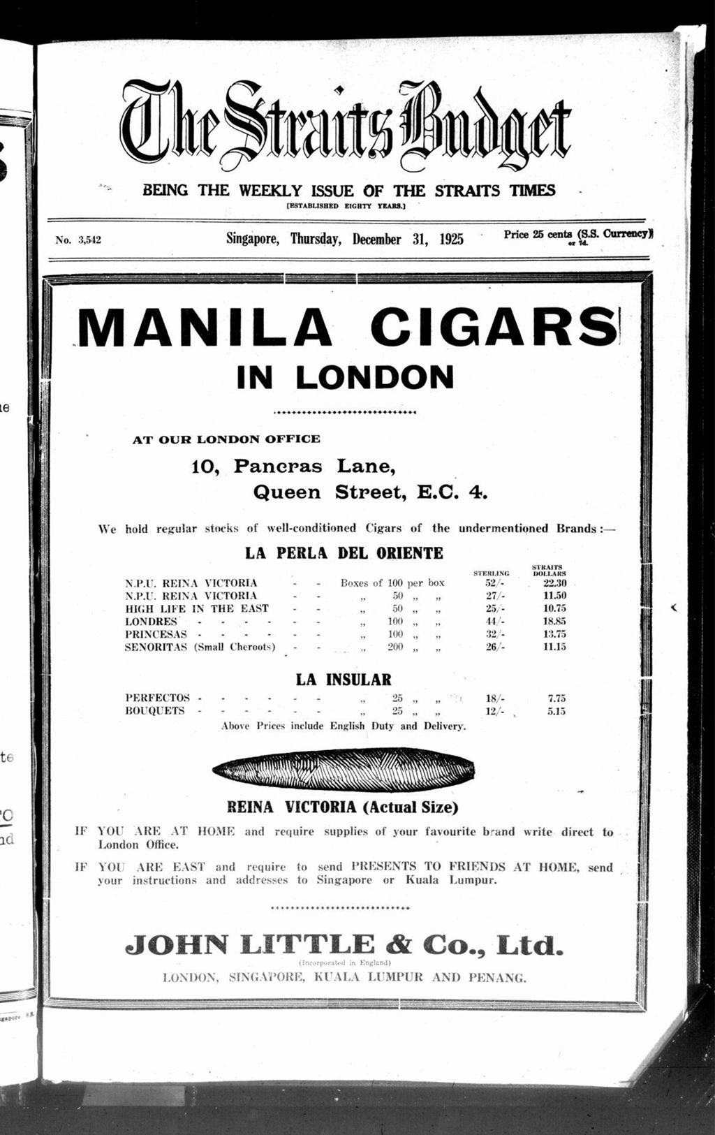 Miniature of Straits Budget 31 December 1925