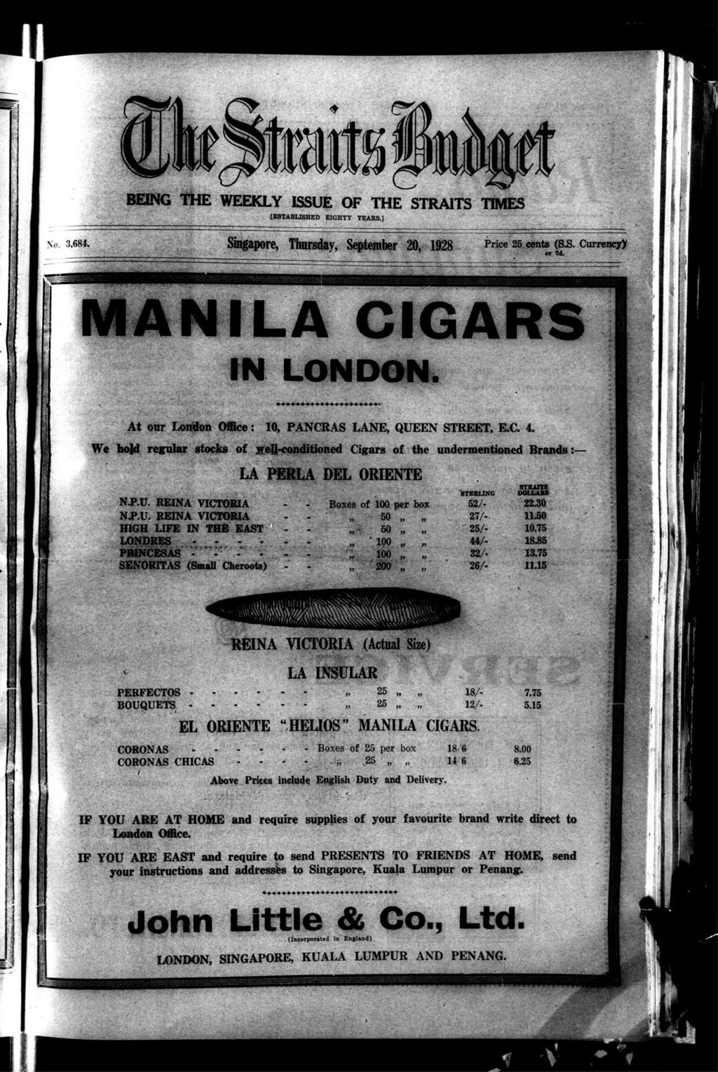 Miniature of Straits Budget 20 September 1928