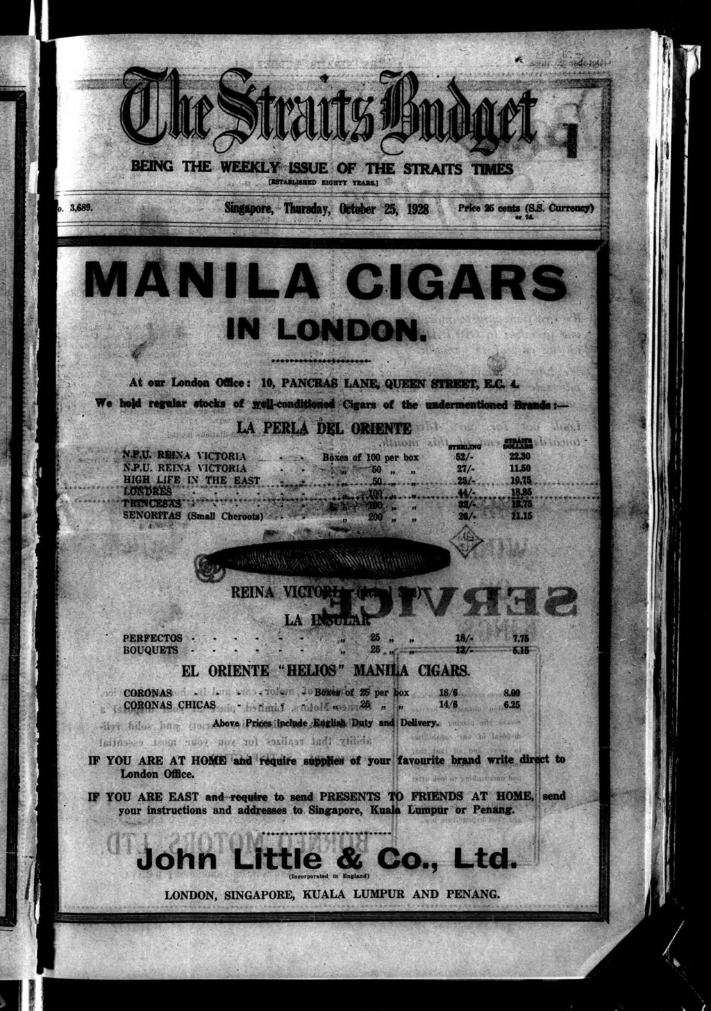 Miniature of Straits Budget 25 October 1928