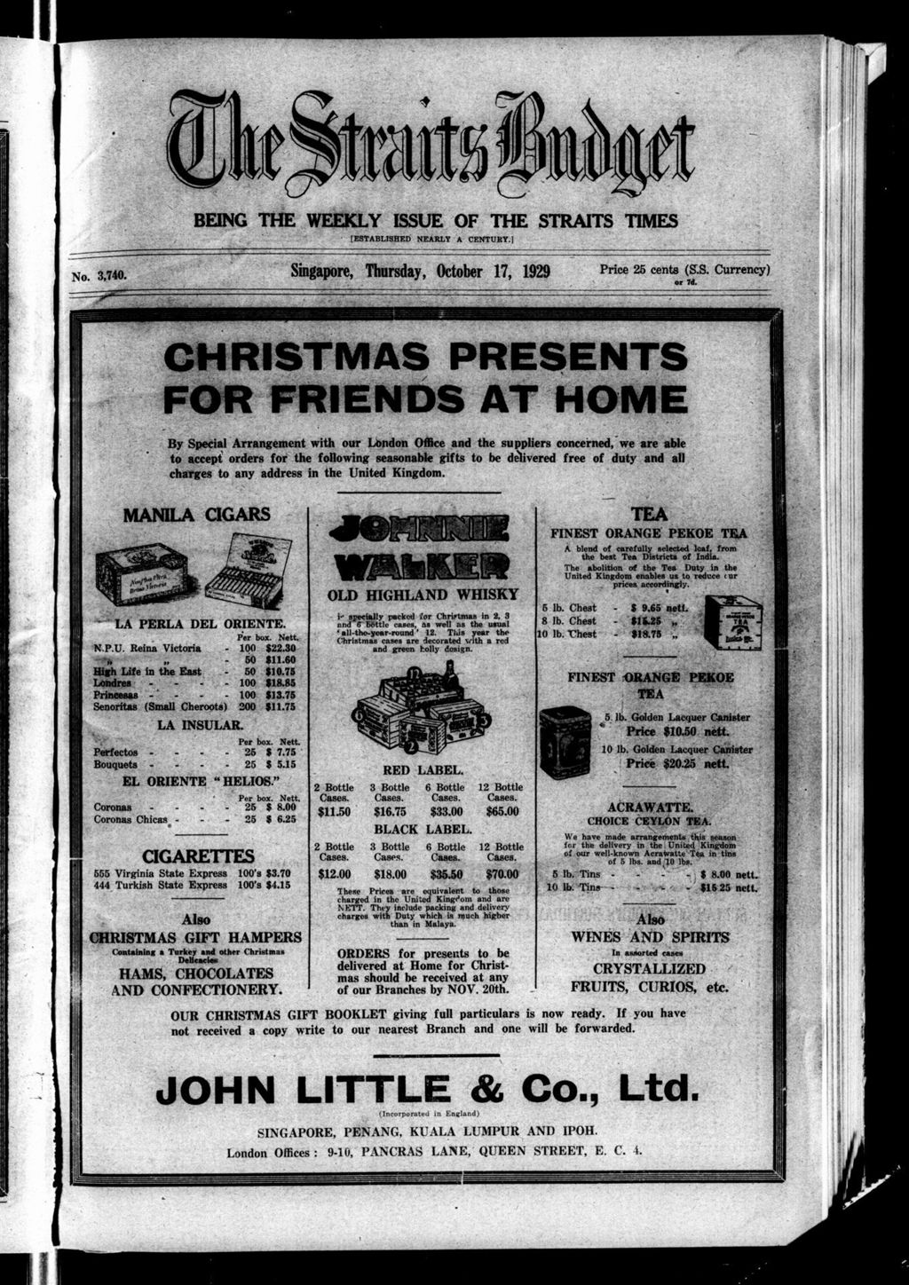 Miniature of Straits Budget 17 October 1929