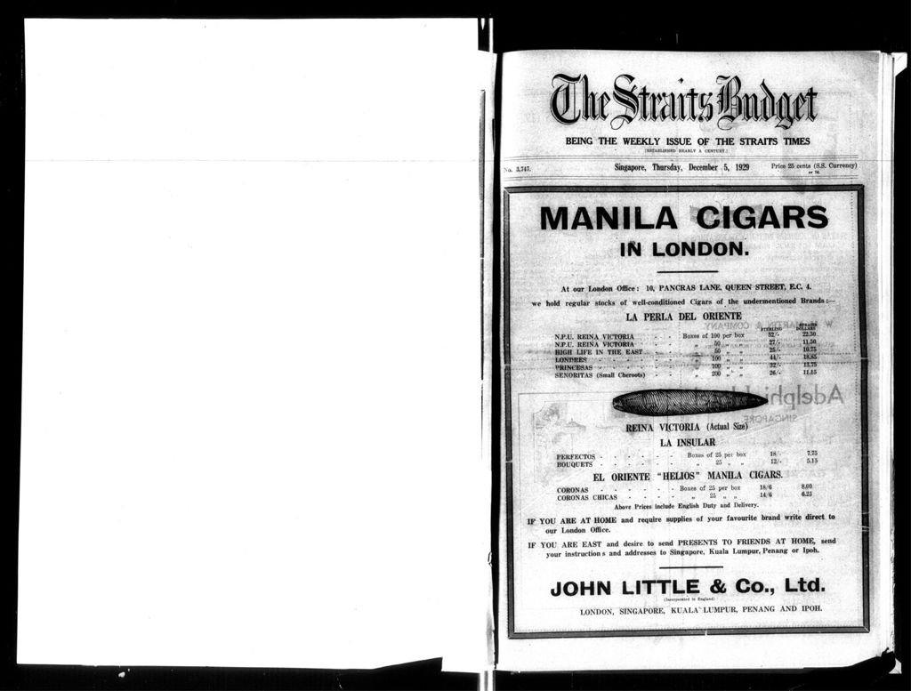 Miniature of Straits Budget 05 December 1929