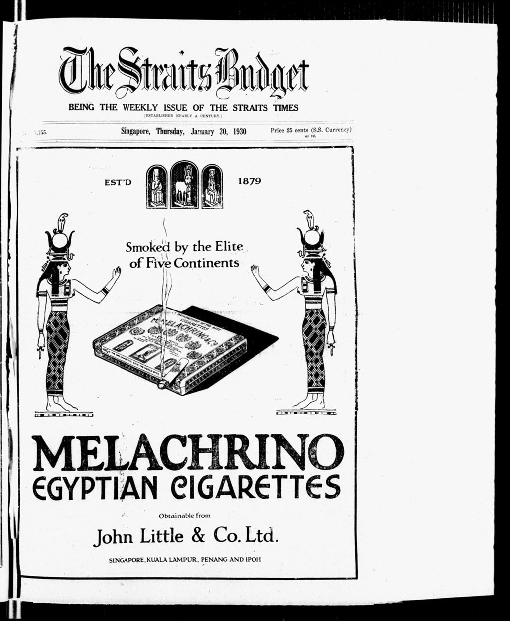 Miniature of Straits Budget 30 January 1930