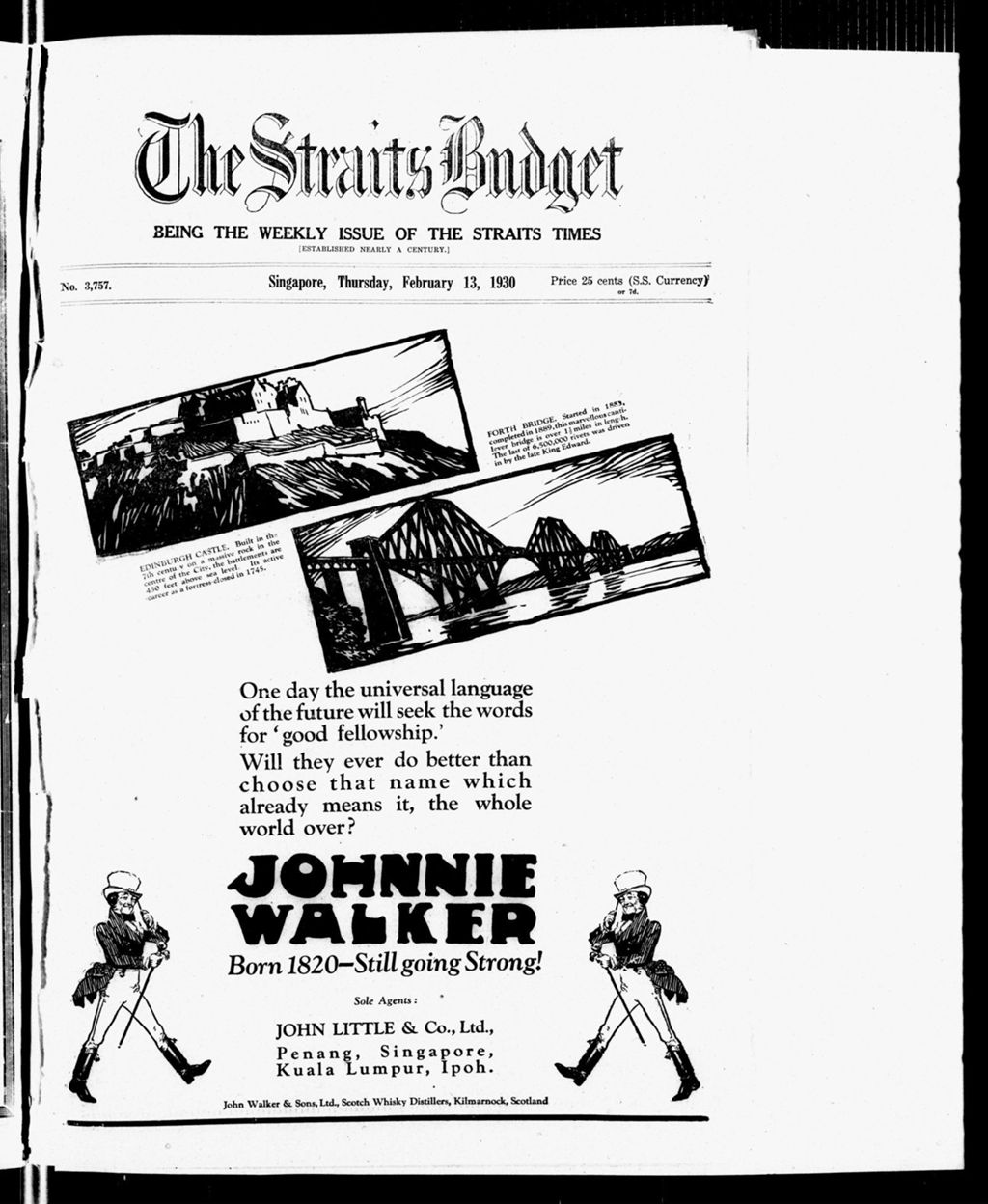 Miniature of Straits Budget 13 February 1930