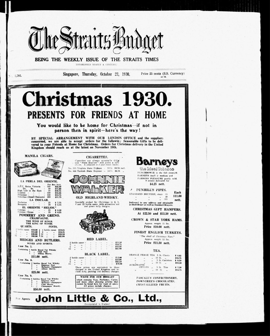 Miniature of Straits Budget 23 October 1930