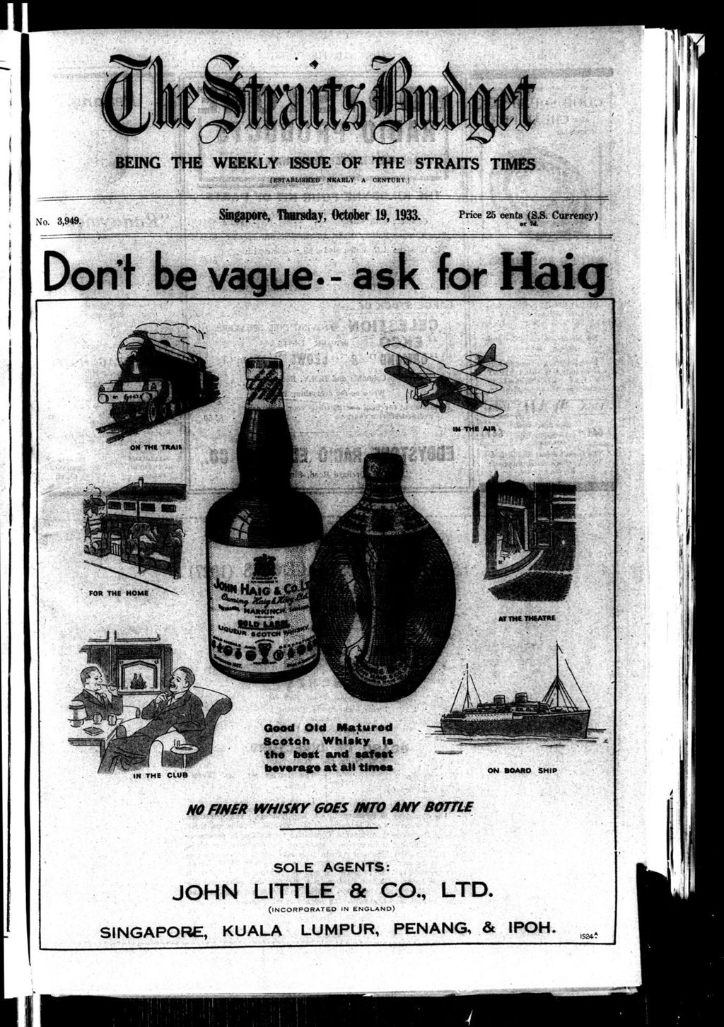 Miniature of Straits Budget 19 October 1933