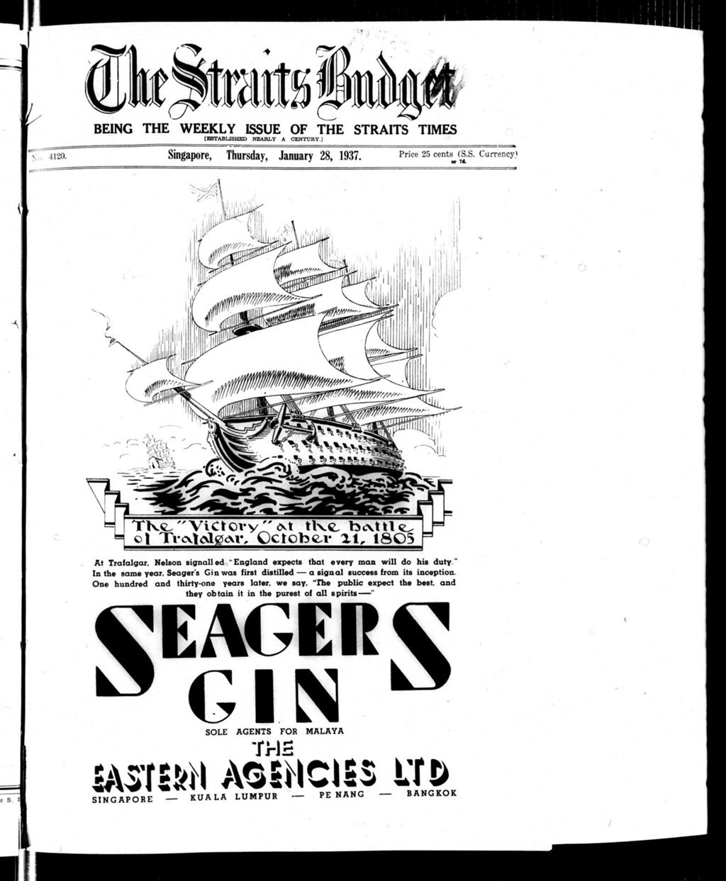 Miniature of Straits Budget 28 January 1937