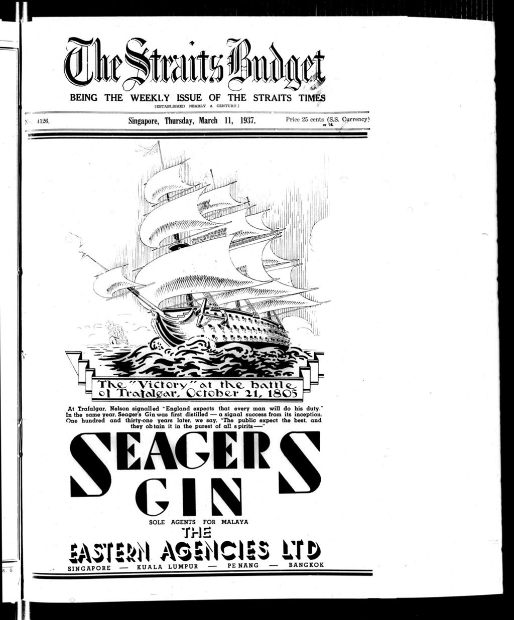 Miniature of Straits Budget 11 March 1937