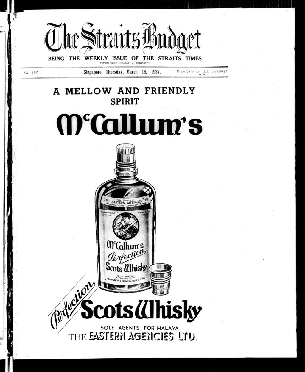 Miniature of Straits Budget 18 March 1937