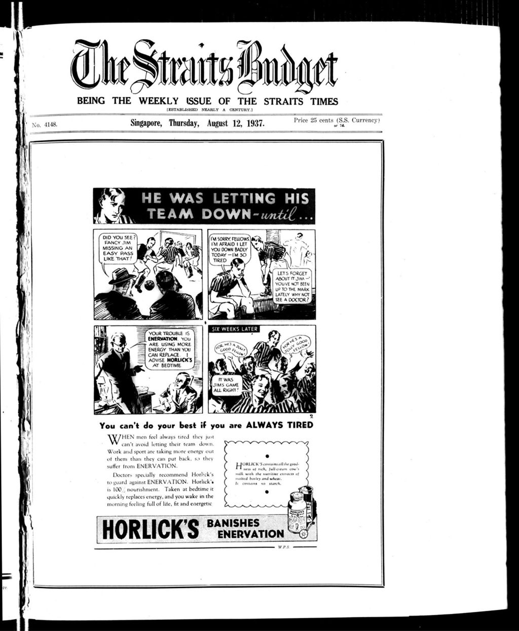 Miniature of Straits Budget 12 August 1937