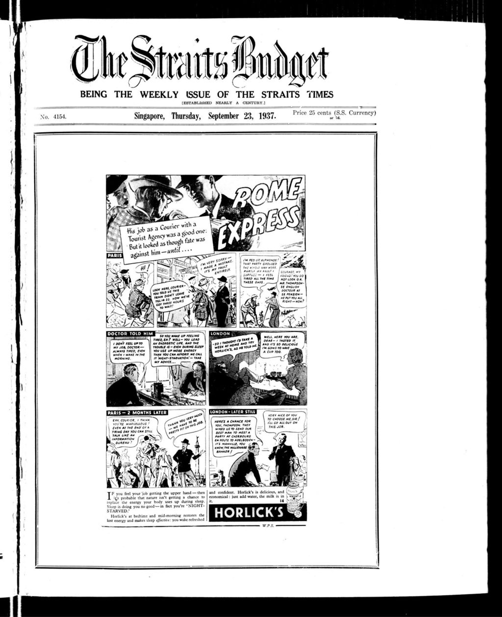 Miniature of Straits Budget 23 September 1937