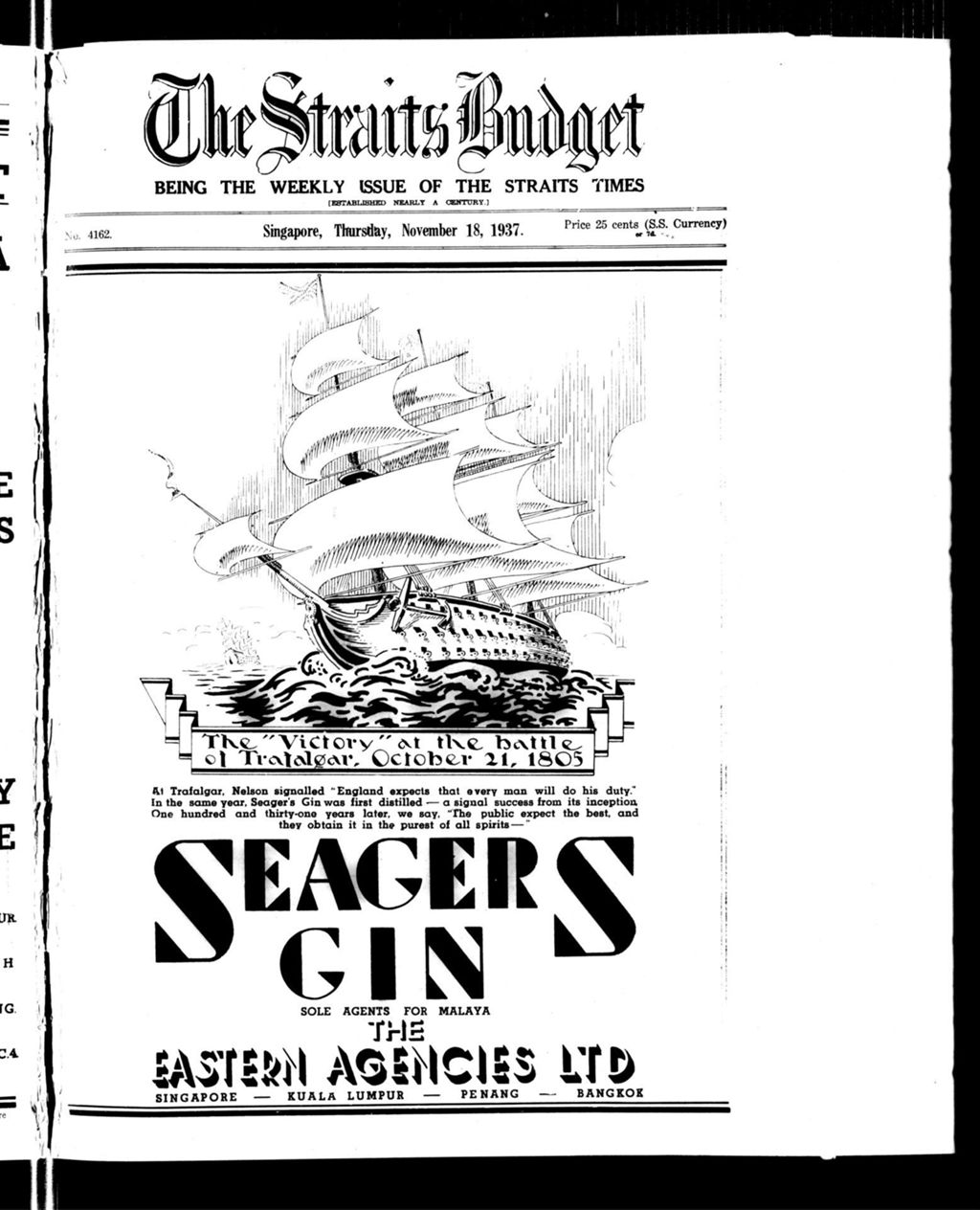 Miniature of Straits Budget 18 November 1937