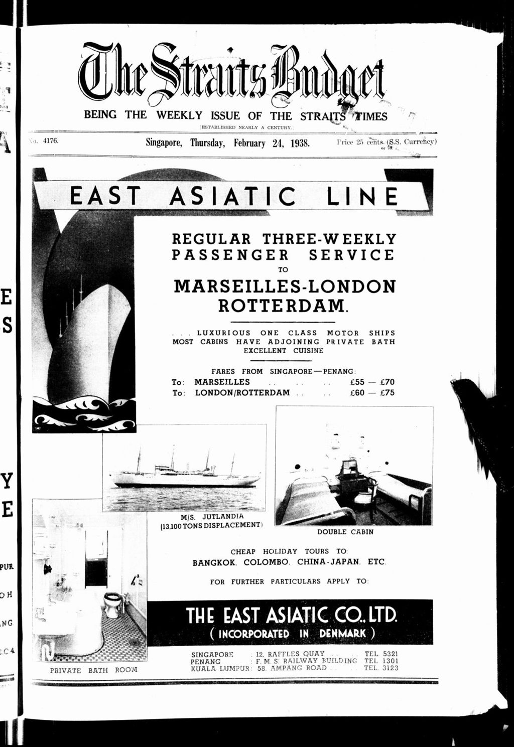 Miniature of Straits Budget 24 February 1938