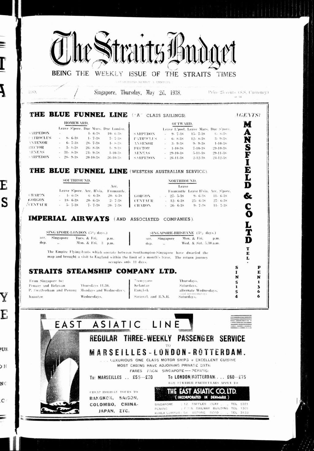 Miniature of Straits Budget 26 May 1938