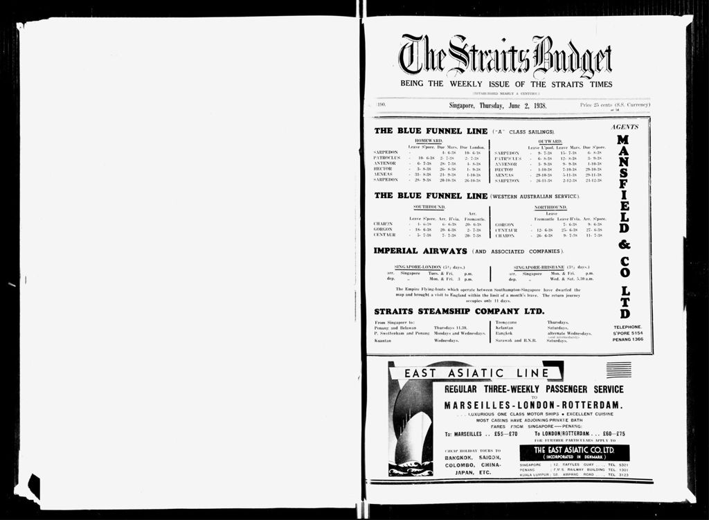 Miniature of Straits Budget 02 June 1938