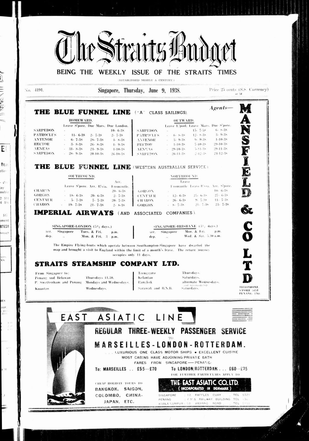 Miniature of Straits Budget 09 June 1938