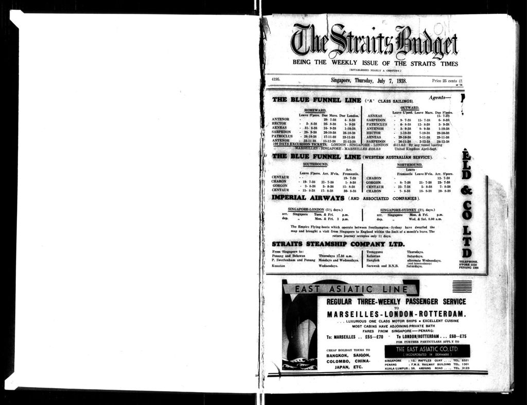 Miniature of Straits Budget 07 July 1938